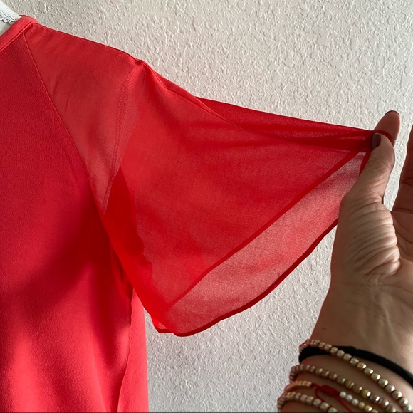 AX Salmon Short Flowy Sleeve Blouse Size M - Picture 4 of 6